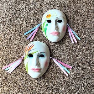 Ceramic Marci Gras Hand Painted Vandoc Masks
